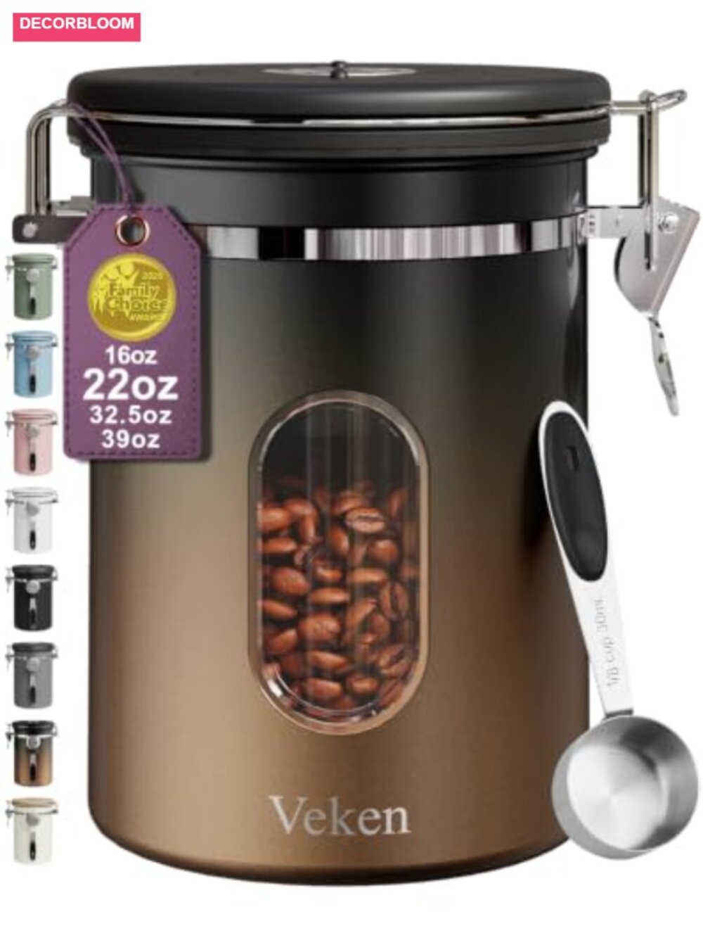 Stainless Steel Coffee Canister Airtight Container 22oz Food Storage